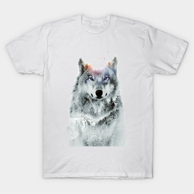 Double Expo | Winter Wolf T-Shirt by Gringoface